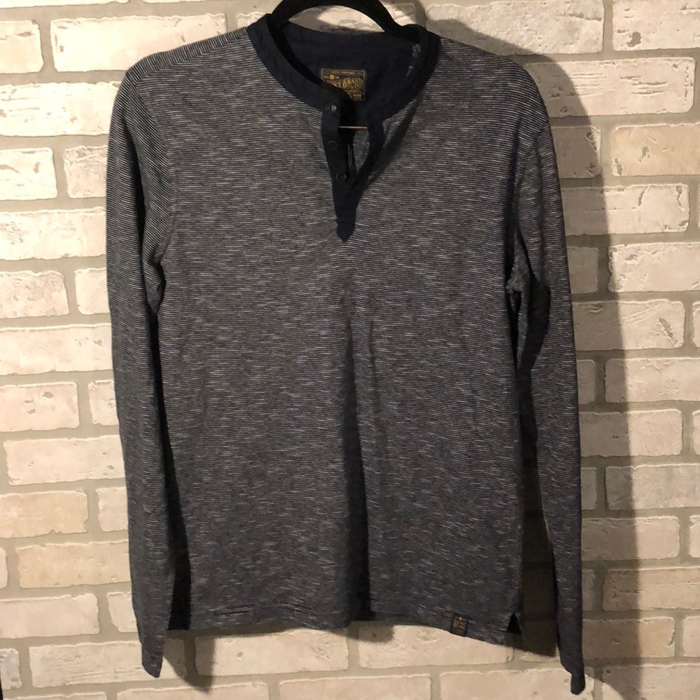 Long sleeve navy & white striped Lucky Brand shirt